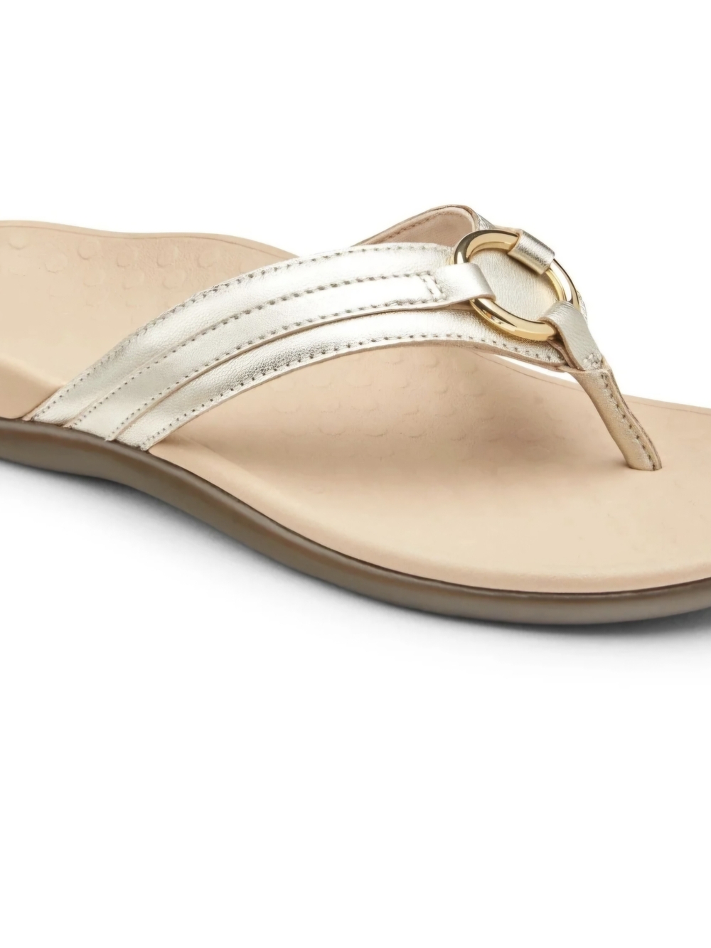 Vionic Metallic Gold Aloe Sandal with Ring Accent NWOT